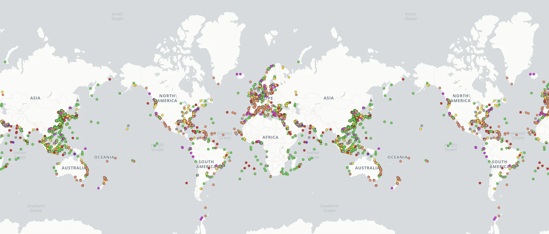 global vessel tracking map interface with AIS ship positions